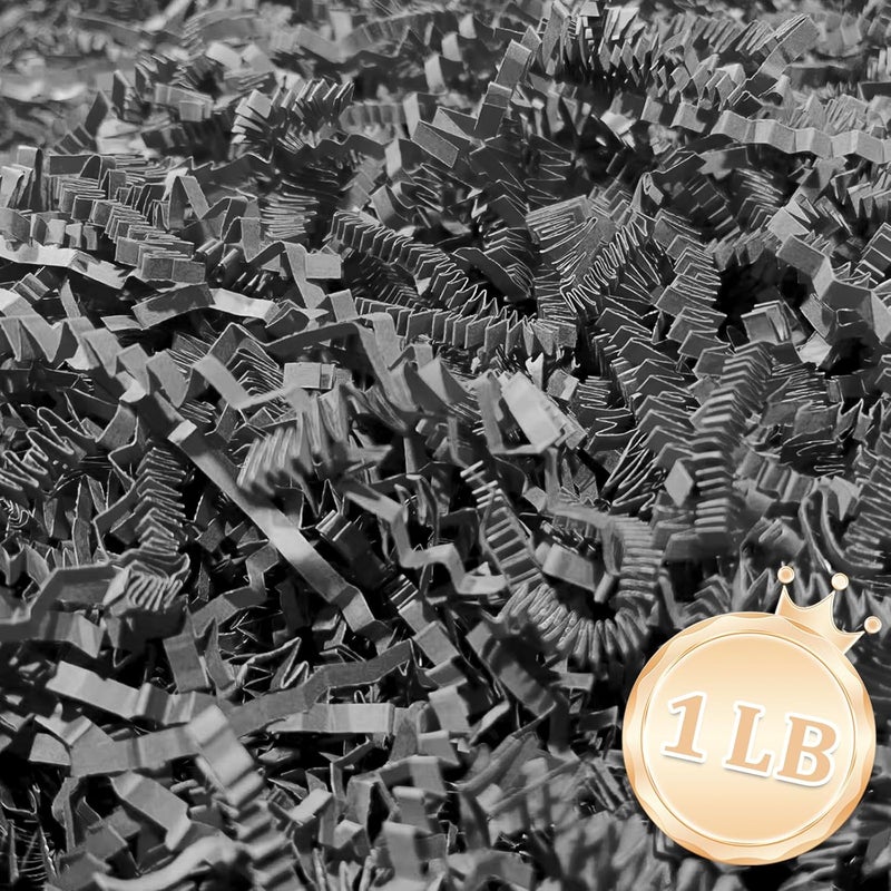 Zankubom 1 LB Grey Crinkle Cut Paper Shred Filler Great for Gift Wrapping, Grey Basket Fillers, Birthday, Gift Wrapping, Anniversary, Halloween Thanksgiving Christmas Party Decor Filling Supplies - Image 1